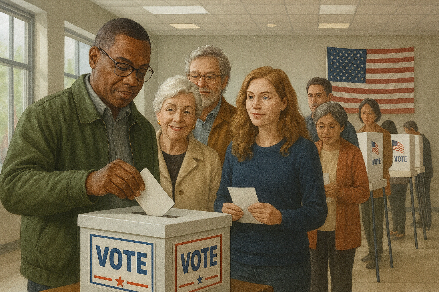 Democracy concept with people participating in democratic process